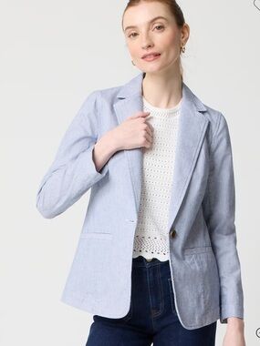 J. Crew Factory Women's Cotton-blend stretch relaxed blazer. Light blue. Size 12